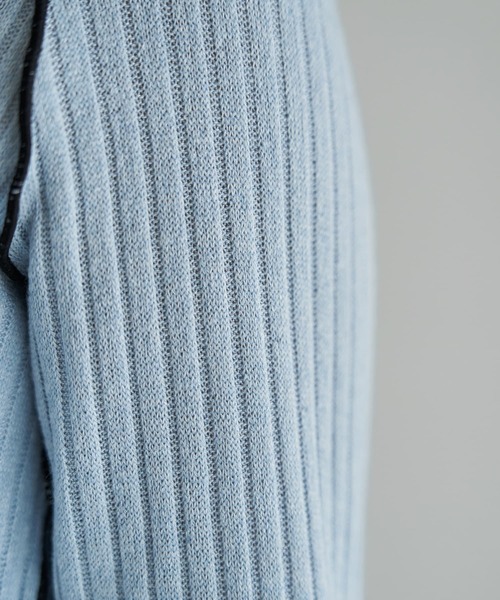 STYLE DELI（スタイルデリ）の「メロウリブ◆フリルライントップス（Tシャツ/カットソー・レディース・ライトブルー/ホワイト・MEDIUM）」の9枚目の写真