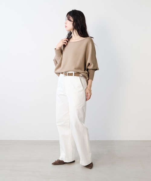 MICA&DEAL（マイカ＆ディール）の「リネンブレンドドルマンルーズスウェット（スウェット・レディース・ライトベージュ/ブラウン/ベージュ・FREE）」の5枚目の写真