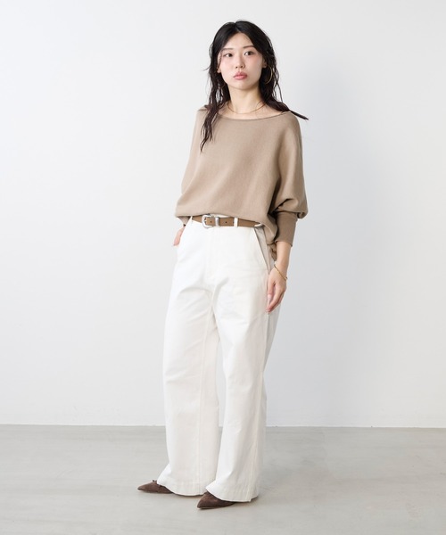 MICA&DEAL（マイカ＆ディール）の「リネンブレンドドルマンルーズスウェット（スウェット・レディース・ライトベージュ/ブラウン/ベージュ・FREE）」の6枚目の写真