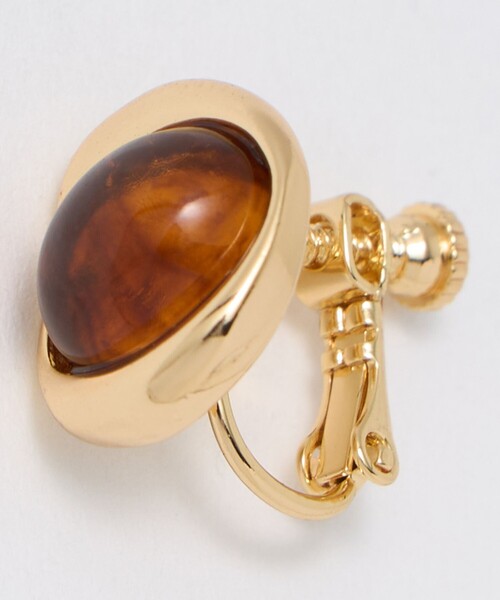 green label relaxing（グリーンレーベルリラクシング）の「オーバルマーブル＆メタルフレーム イヤリング（イヤリング・レディース・オフホワイト/ブラウン系・FREE）」の10枚目の写真