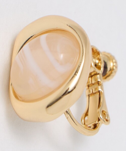 green label relaxing（グリーンレーベルリラクシング）の「オーバルマーブル＆メタルフレーム イヤリング（イヤリング・レディース・オフホワイト/ブラウン系・FREE）」の12枚目の写真