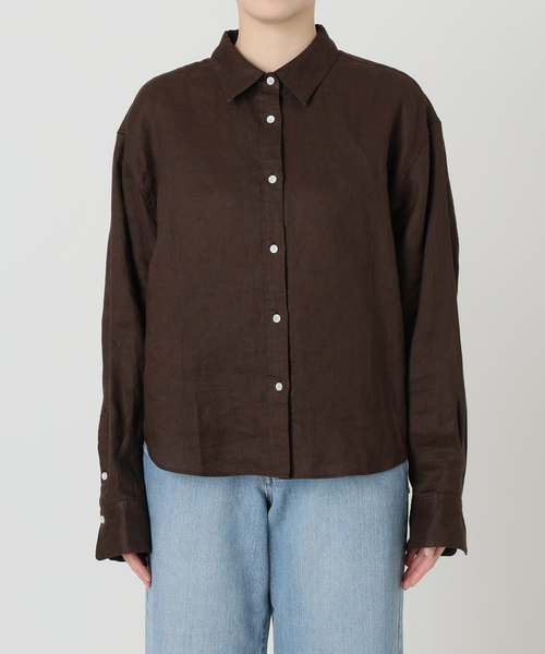 IENA（イエナ）の「リネンワイドショートシャツ（シャツ/ブラウス・レディース・サックスブルー/ホワイト/ブラウン/レッド・FREE）」の5枚目の写真