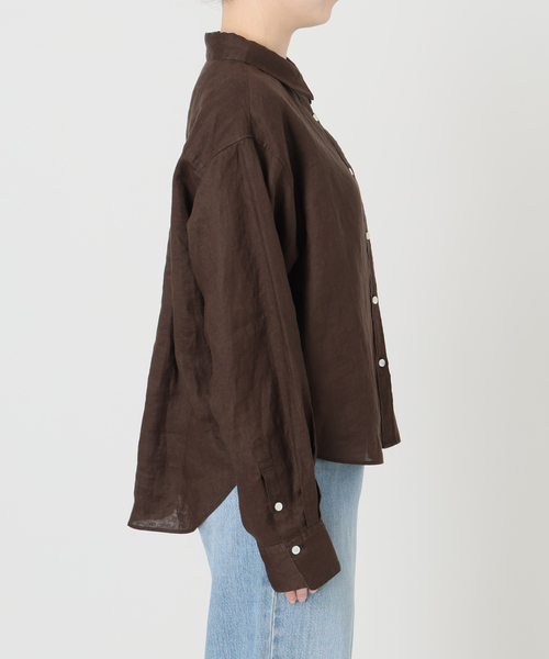 IENA（イエナ）の「リネンワイドショートシャツ（シャツ/ブラウス・レディース・サックスブルー/ホワイト/ブラウン/レッド・FREE）」の8枚目の写真