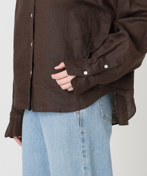 IENA（イエナ）の「リネンワイドショートシャツ（シャツ/ブラウス・レディース・サックスブルー/ホワイト/ブラウン/レッド・FREE）」の10枚目の写真