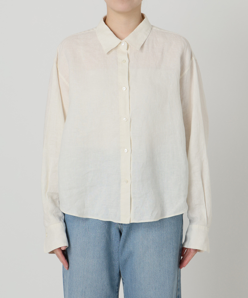 IENA（イエナ）の「リネンワイドショートシャツ（シャツ/ブラウス・レディース・サックスブルー/ホワイト/ブラウン/レッド・FREE）」の13枚目の写真