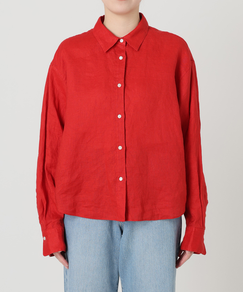 IENA（イエナ）の「リネンワイドショートシャツ（シャツ/ブラウス・レディース・サックスブルー/ホワイト/ブラウン/レッド・FREE）」の19枚目の写真