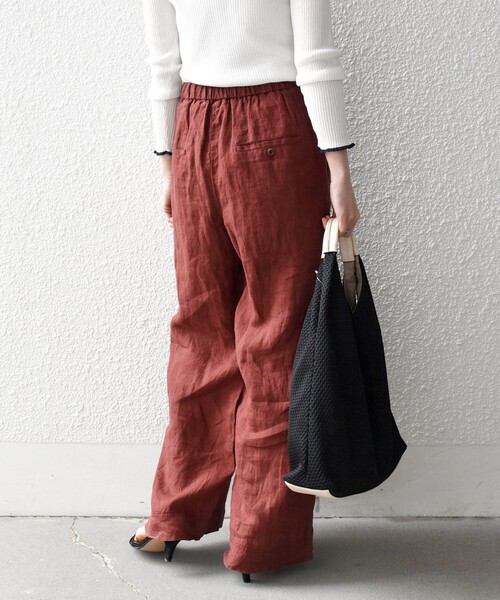 SHIPS any（シップス エニィ）の「SHIPS any:〈洗濯機可能〉リネン イージー ベイカー パンツ（その他パンツ・レディース・ベージュ/ブラウン・36/38）」の7枚目の写真