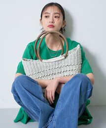 INDIVI | 【透かし編み】ペーパーヤーン バスケットバッグ(トートバッグ)