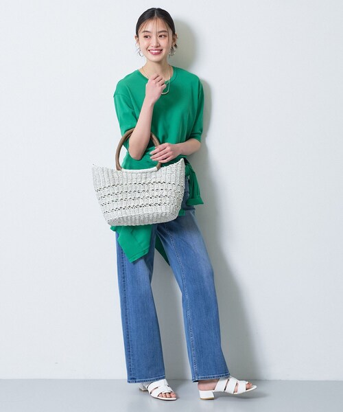 INDIVI（インディヴィ）の「【透かし編み】ペーパーヤーン バスケットバッグ（トートバッグ・レディース・アイボリー/ベージュ・00）」の10枚目の写真