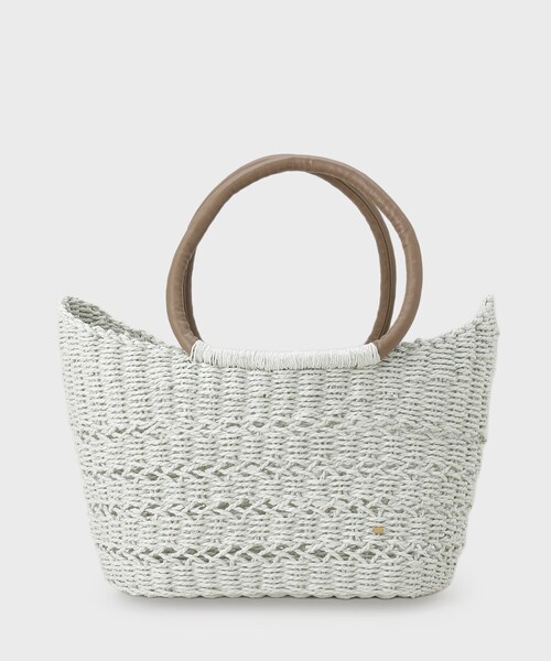 INDIVI（インディヴィ）の「【透かし編み】ペーパーヤーン バスケットバッグ（トートバッグ・レディース・アイボリー/ベージュ・00）」の3枚目の写真