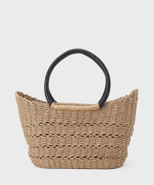 INDIVI（インディヴィ）の「【透かし編み】ペーパーヤーン バスケットバッグ（トートバッグ・レディース・アイボリー/ベージュ・00）」の6枚目の写真