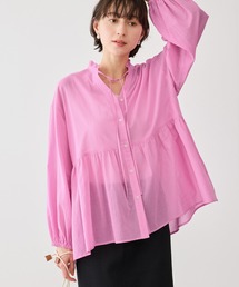 ROPE' PICNIC | お着軽シャツシリーズ フリルカラーシアーペプラムブラウス/接触冷感・通気性(シャツ/ブラウス)