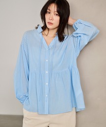 ROPE' PICNIC | お着軽シャツシリーズ フリルカラーシアーペプラムブラウス/接触冷感・通気性(シャツ/ブラウス)