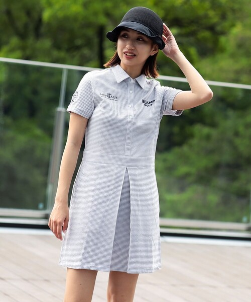 BEAMS GOLF(ビームスゴルフ)の「PURPLE LABEL / MONTAUK ギンガムサッカー ワンピース(ワンピース・レディース・サックスブルー/ネイビー/グレー・SMALL/LARGE/MEDIUM)」の6枚目の写真