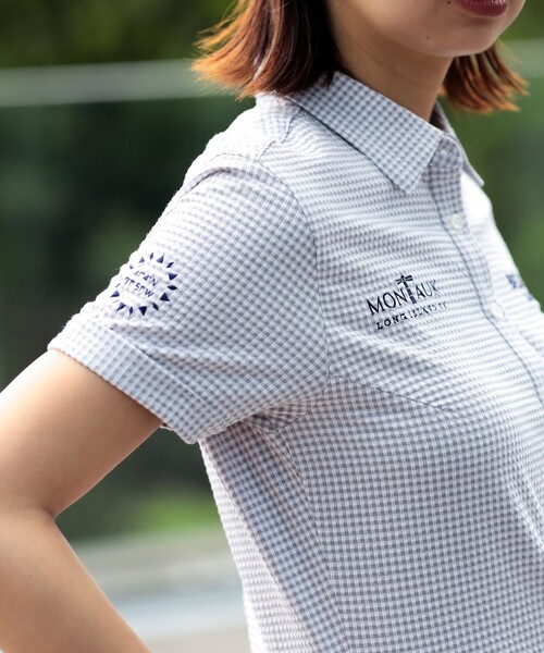 BEAMS GOLF(ビームスゴルフ)の「PURPLE LABEL / MONTAUK ギンガムサッカー ワンピース(ワンピース・レディース・サックスブルー/ネイビー/グレー・SMALL/LARGE/MEDIUM)」の10枚目の写真