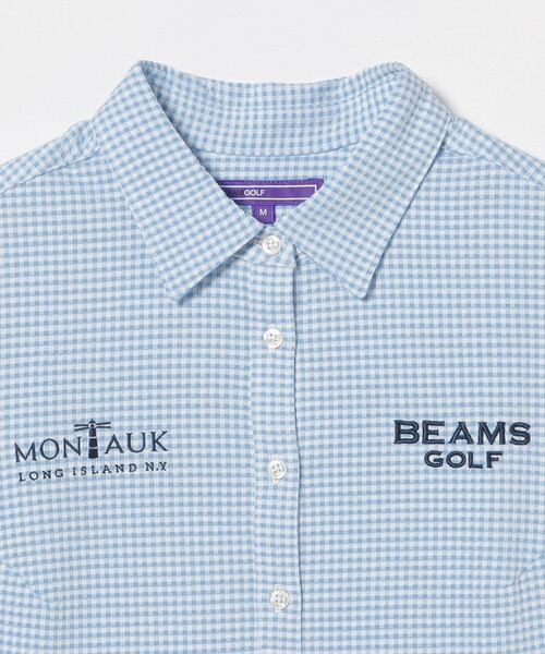 BEAMS GOLF(ビームスゴルフ)の「PURPLE LABEL / MONTAUK ギンガムサッカー ワンピース(ワンピース・レディース・サックスブルー/ネイビー/グレー・SMALL/LARGE/MEDIUM)」の17枚目の写真