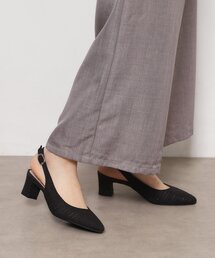シフォンリボン付きバックストラップパンプス