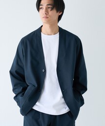 coen（コーエン）の「ハイブリッドリネン ノーカラージャケット【吸水速乾・防シワ・UVカット】（セットアップ）」