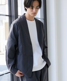 coen（コーエン）の「ハイブリッドリネン ノーカラージャケット【吸水速乾・防シワ・UVカット】（セットアップ）」