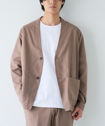 coen（コーエン）の「ハイブリッドリネン ノーカラージャケット【吸水速乾・防シワ・UVカット】（セットアップ）」