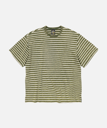 VINTAGE FADED STRIPE HALF TEE _ DARK GREEN
