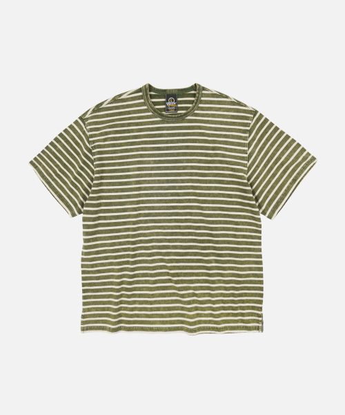 FRIZMWORKS(フリズムワークス)の「VINTAGE FADED STRIPE HALF TEE _ DARK GREEN(Tシャツ/カットソー・メンズ・その他・LARGE/MEDIUM/SMALL/X-LARGE)」の1枚目の写真