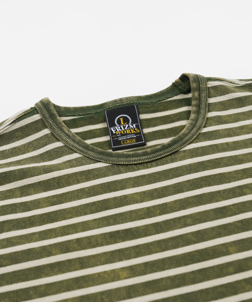 FRIZMWORKS(フリズムワークス)の「VINTAGE FADED STRIPE HALF TEE _ DARK GREEN(Tシャツ/カットソー・メンズ・その他・LARGE/MEDIUM/SMALL/X-LARGE)」の5枚目の写真