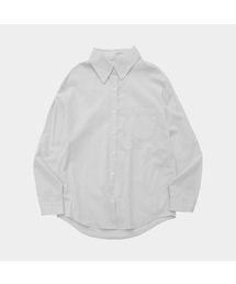 エッセンシャルストライプビッグポケットベーシックオーバーサイズプレーンコットン長袖シャツ_ 3COLOR