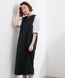 grove | 高評価!【体型カバー/洗える】袖布帛ポンチワンピース(ワンピース)