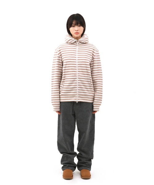 SAFARISPOT（サファリスポット）の「エスティーシーストライプフリースマフラージップアップ（ベージュ）（パーカー・レディース・その他・0）」の4枚目の写真