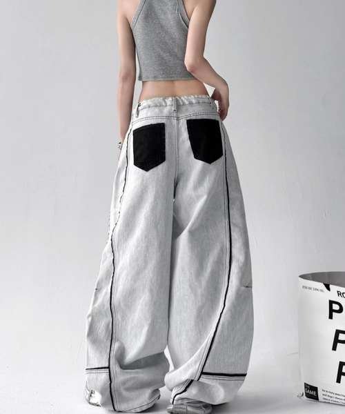 REBALANCE（リバランス）の「デザインワイドレッグデニムパンツ（デニムパンツ・レディース・A・X-LARGE/LARGE/MEDIUM）」の4枚目の写真
