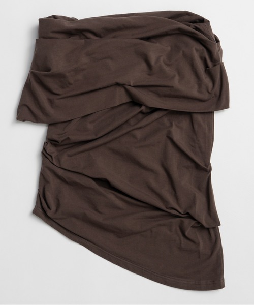 PRANK PROJECT（プランクプロジェクト）の「【2026Summer Pre-Order】アシンメトリードレープトップ / Asymmetrical Drape Top（Tシャツ/カットソー・レディース・ブラウン/グレー/ブラック・FREE）」の17枚目の写真