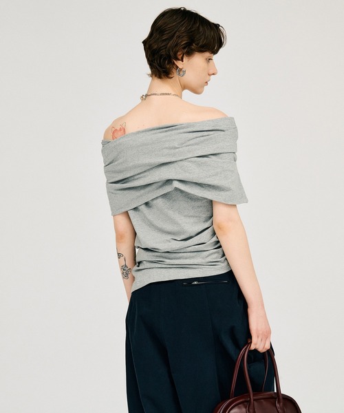 PRANK PROJECT（プランクプロジェクト）の「【2026Summer Pre-Order】アシンメトリードレープトップ / Asymmetrical Drape Top（Tシャツ/カットソー・レディース・ブラウン/グレー/ブラック・FREE）」の10枚目の写真