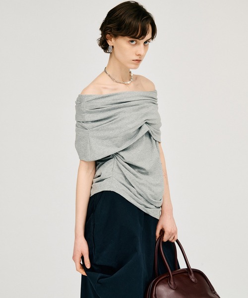 PRANK PROJECT（プランクプロジェクト）の「【2026Summer Pre-Order】アシンメトリードレープトップ / Asymmetrical Drape Top（Tシャツ/カットソー・レディース・ブラウン/グレー/ブラック・FREE）」の11枚目の写真