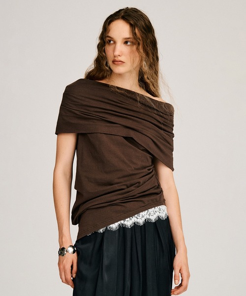 PRANK PROJECT(プランクプロジェクト)の「アシンメトリードレープトップ / Asymmetrical Drape Top(Tシャツ/カットソー・レディース・ブラウン/グレー/ブラック・FREE)」の21枚目の写真