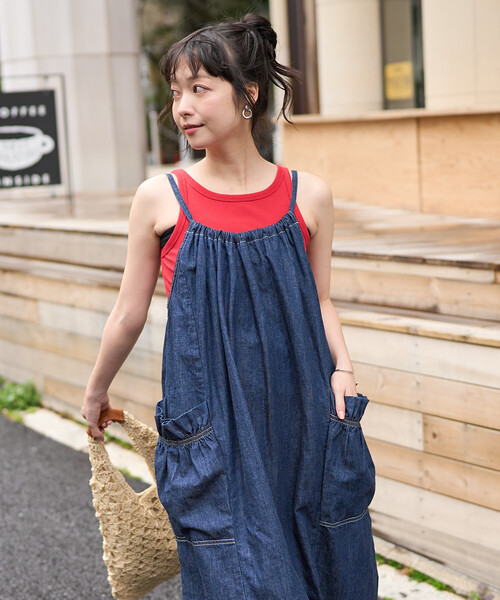 FREAK'S STORE（フリークスストア）の「SOMETHING × FREAK'S STORE/サムシング 別注 LOOSE FRILL ONEPIECE/フリルワンピース（ワンピース・レディース・ネイビー/サックスブルー・ﾌﾘ-）」の8枚目の写真