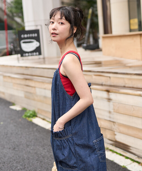 FREAK'S STORE（フリークスストア）の「SOMETHING × FREAK'S STORE/サムシング 別注 LOOSE FRILL ONEPIECE/フリルワンピース（ワンピース・レディース・ネイビー/サックスブルー・ﾌﾘ-）」の9枚目の写真