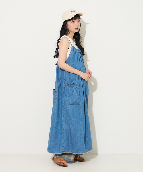 FREAK'S STORE（フリークスストア）の「SOMETHING × FREAK'S STORE/サムシング 別注 LOOSE FRILL ONEPIECE/フリルワンピース（ワンピース・レディース・ネイビー/サックスブルー・ﾌﾘ-）」の14枚目の写真