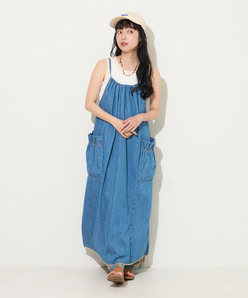 FREAK'S STORE（フリークスストア）の「SOMETHING × FREAK'S STORE/サムシング 別注 LOOSE FRILL ONEPIECE/フリルワンピース（ワンピース・レディース・ネイビー/サックスブルー・ﾌﾘ-）」の15枚目の写真