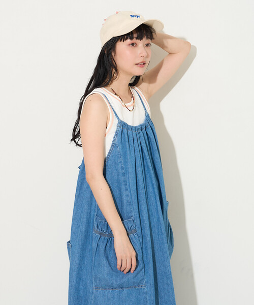 FREAK'S STORE（フリークスストア）の「SOMETHING × FREAK'S STORE/サムシング 別注 LOOSE FRILL ONEPIECE/フリルワンピース（ワンピース・レディース・ネイビー/サックスブルー・ﾌﾘ-）」の16枚目の写真