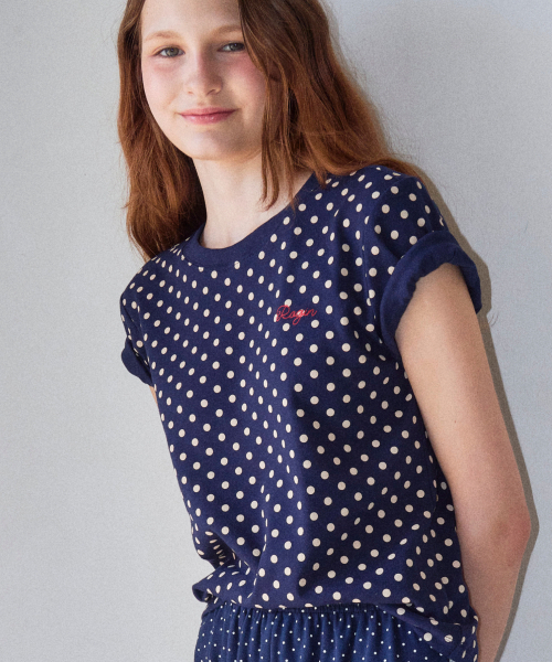 ROGIN N ROSIE（ロギンエンロージー）の「Logo Point Dotted T-shirt Navy（Tシャツ/カットソー・レディース・その他・FREE）」の6枚目の写真