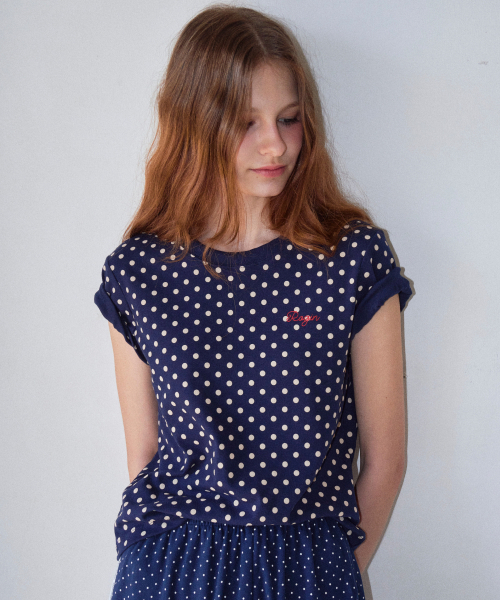 ROGIN N ROSIE（ロギンエンロージー）の「Logo Point Dotted T-shirt Navy（Tシャツ/カットソー・レディース・その他・FREE）」の2枚目の写真