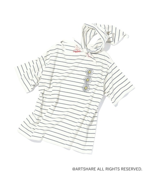 WIGGLE WIGGLE（ウィグルウィグル）の「【wiggle wiggle(ウィグルウィグル)】コラボ スカーフセットボーダーTシャツ（Tシャツ/カットソー・レディース・ブラウン/オレンジ/ブルー・FREE）」の3枚目の写真