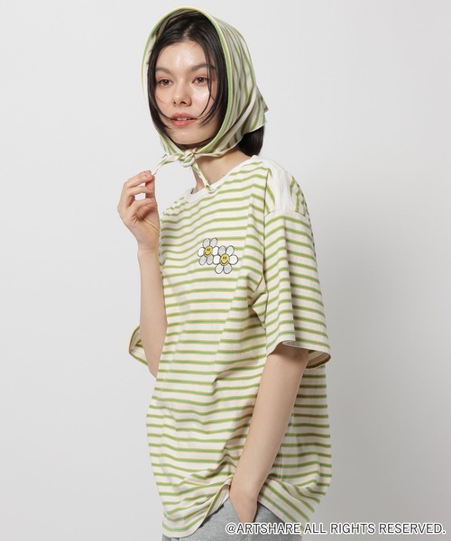 WIGGLE WIGGLE（ウィグルウィグル）の「【wiggle wiggle(ウィグルウィグル)】コラボ スカーフセットボーダーTシャツ（Tシャツ/カットソー・レディース・ブラウン/オレンジ/ブルー・FREE）」の11枚目の写真