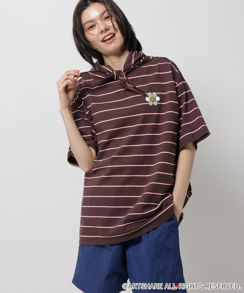 WIGGLE WIGGLE（ウィグルウィグル）の「【wiggle wiggle(ウィグルウィグル)】コラボ スカーフセットボーダーTシャツ（Tシャツ/カットソー・レディース・ブラウン/オレンジ/ブルー・FREE）」の14枚目の写真