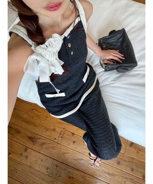 LILY BROWN(リリーブラウン)の「カットツイードセットアップ(ワンピース・レディース・アイボリー/ピンク/ネイビー・F)」の17枚目の写真