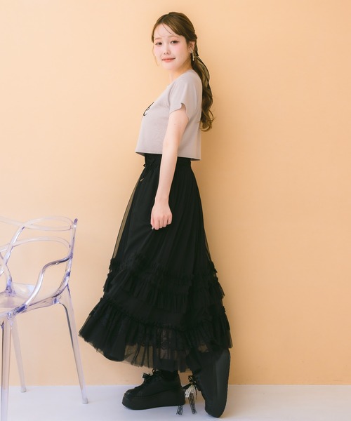 couture BY ROJITA(クチュールバイロジータ)の「ランダムフリルチュールロングスカート(スカート・レディース・その他/ブラック/アイボリー・FREE)」の11枚目の写真