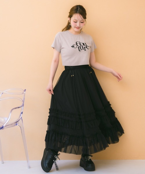 couture BY ROJITA(クチュールバイロジータ)の「ランダムフリルチュールロングスカート(スカート・レディース・その他/ブラック/アイボリー・FREE)」の12枚目の写真