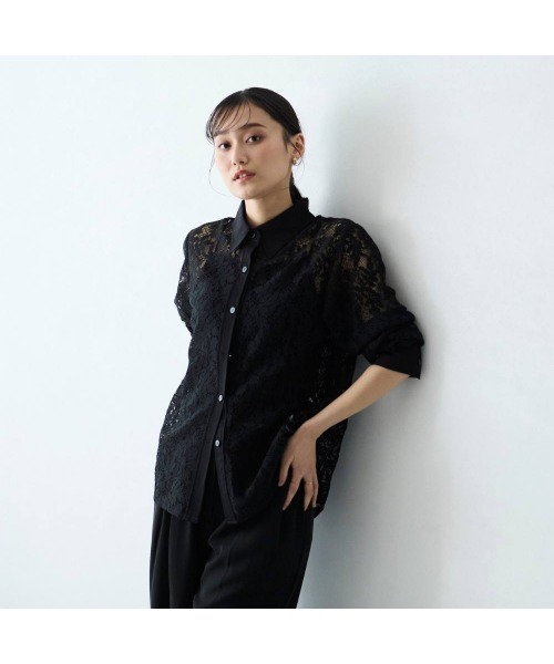 COMMON+HAUS(コモンハウス)の「スカーフ付きレースシャツブラウス(シャツ/ブラウス・レディース・ホワイト/ライラック/ブラック・FREE)」の4枚目の写真