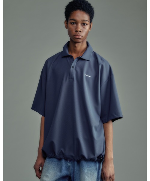 ADAM PATEK(アダムパテック)の「ADAMPATEK/ripple looose polo shirt/リップルルーズポロシャツ(AP2614030)(ポロシャツ・レディース・ブラック/グレー・1/2)」の8枚目の写真
